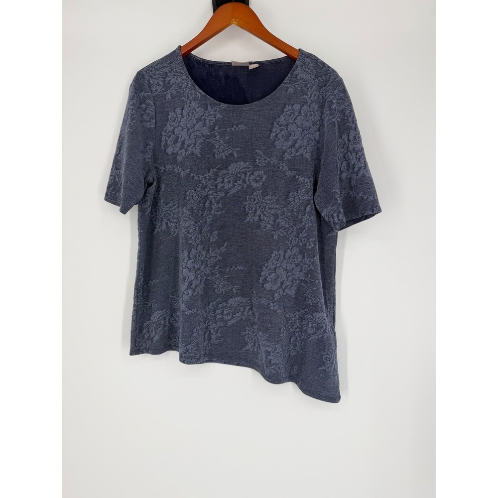 Chicos Womens Top 2 Large Floral Jacquard Lagenlook Whismigoth Asymmetrical